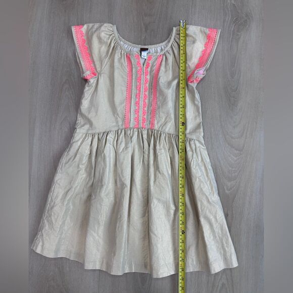 Tea Collection Gold Shimmer Embroidered Girl's Dress, Size 7 - Picture 5 of 5